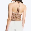 Top de croché con cuello halter – Rayas naranjas Top de croché con cuello halter – Rayas naranjas