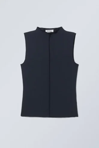 Top de cuello alto suave – Azul oscuro