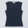 Top de cuello cuadrado Antonia – Azul oscuro Top de cuello cuadrado Antonia – Azul oscuro