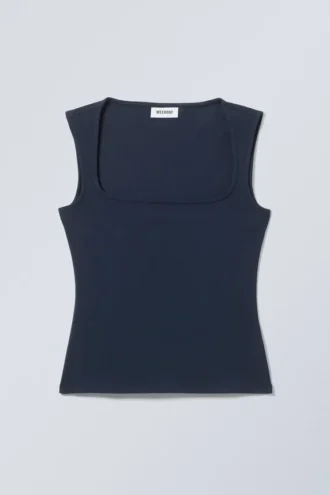 Top de cuello cuadrado Antonia – Azul oscuro