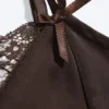 Top de encaje satinado – Marrón oscuro Top de encaje satinado – Marrón oscuro