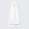 Top de jersey con cuello halter drapeado – Blanco Top de jersey con cuello halter drapeado – Blanco