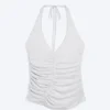 Top de jersey con cuello halter y fruncidos – Gris jaspeado Top de jersey con cuello halter y fruncidos – Gris jaspeado