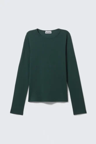 Top de jersey de algodón de manga larga y tacto suave – Petróleo