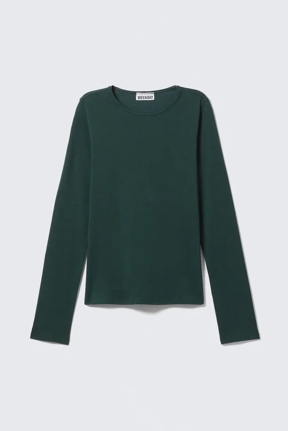 Top de jersey de algodón de manga larga y tacto suave – Petróleo Top de jersey de algodón de manga larga y tacto suave – Petróleo