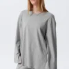 Top de jersey de manga larga holgado – Gris jaspeado Top de jersey de manga larga holgado – Gris jaspeado