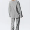 Top de jersey de manga larga holgado – Gris jaspeado Top de jersey de manga larga holgado – Gris jaspeado