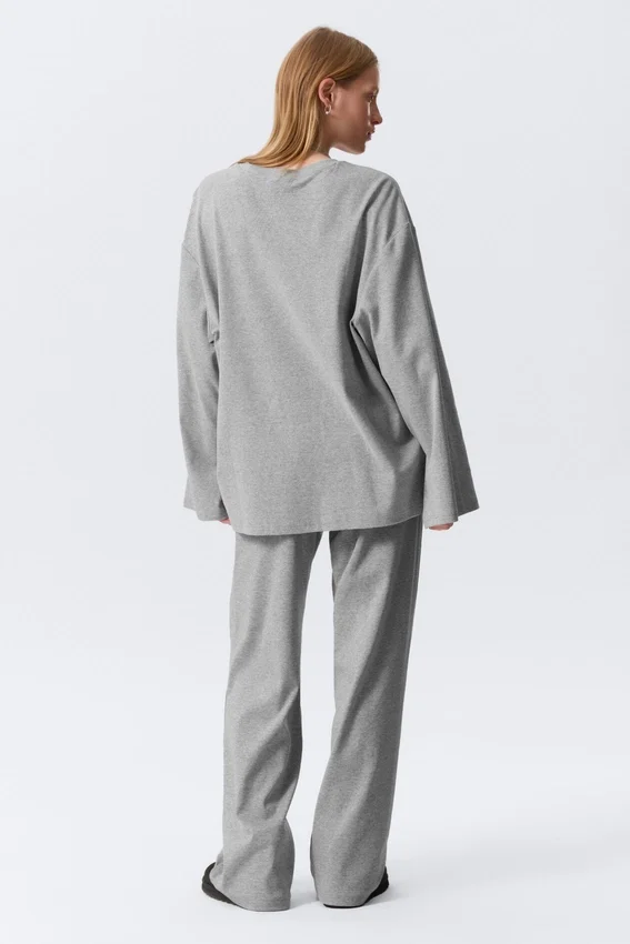 Top de jersey de manga larga holgado – Gris jaspeado Top de jersey de manga larga holgado – Gris jaspeado