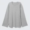Top de jersey de manga larga holgado – Gris jaspeado Top de jersey de manga larga holgado – Gris jaspeado
