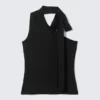 Top de lyocell con un solo hombro y lazo – Negro Top de lyocell con un solo hombro y lazo – Negro