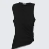 Top de lyocell drapeado de corte ajustado – Negro Top de lyocell drapeado de corte ajustado – Negro