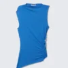Top de lyocell drapeado de corte entallado – Azul Top de lyocell drapeado de corte entallado – Azul