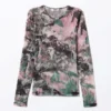 Top de malla estampado de manga larga – Muted Wild Top de malla estampado de manga larga – Muted Wild