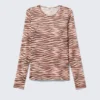 Top de malla estampado de manga larga – Rosa con rayas de tigre Top de malla estampado de manga larga – Rosa con rayas de tigre