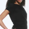 Top de manga corta con fruncidos – Negro Top de manga corta con fruncidos – Negro