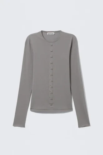 Top de manga larga con aberturas – Gris Top de manga larga con aberturas – Gris