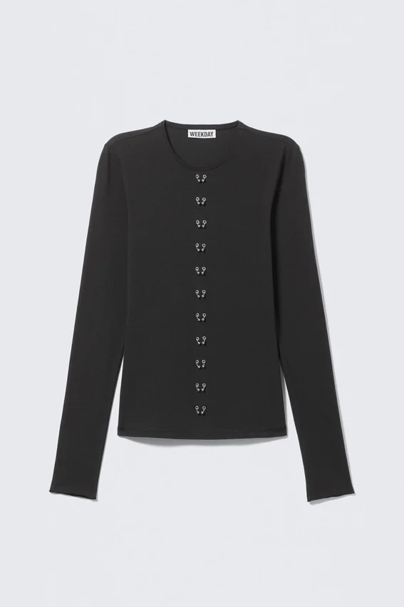 Top de manga larga con aberturas – Negro Top de manga larga con aberturas – Negro