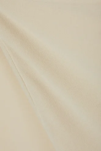 Top de manga larga con cuello barco transparente – Beige claro