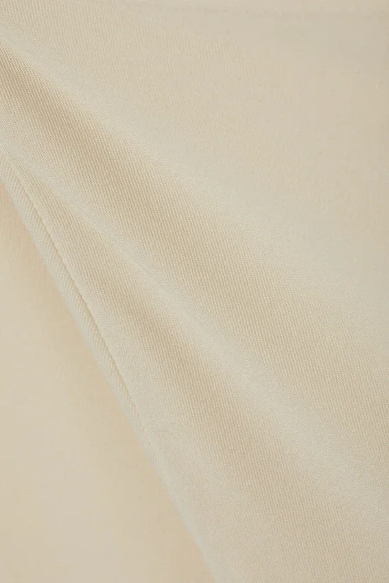 Top de manga larga con cuello barco transparente – Beige claro Top de manga larga con cuello barco transparente – Beige claro