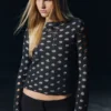 Top de manga larga con cuello barco y efecto desgastado – Gris oscuro Top de manga larga con cuello barco y efecto desgastado – Gris oscuro