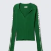 Top de manga larga con cuello en V y punto acanalado – Verde Top de manga larga con cuello en V y punto acanalado – Verde