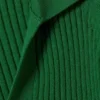 Top de manga larga con cuello en V y punto acanalado – Verde Top de manga larga con cuello en V y punto acanalado – Verde