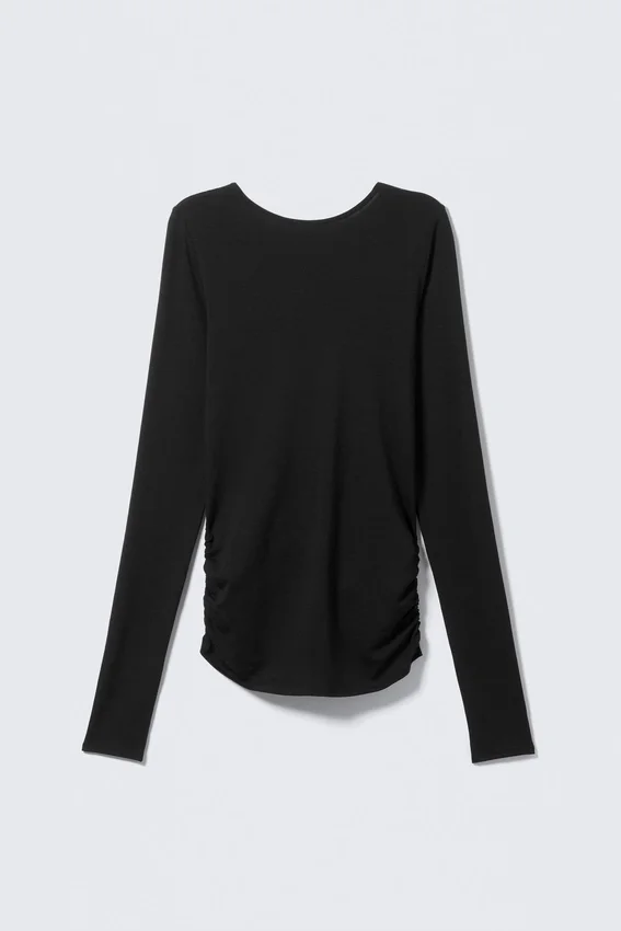 Top de manga larga con espalda abierta – Negro Top de manga larga con espalda abierta – Negro
