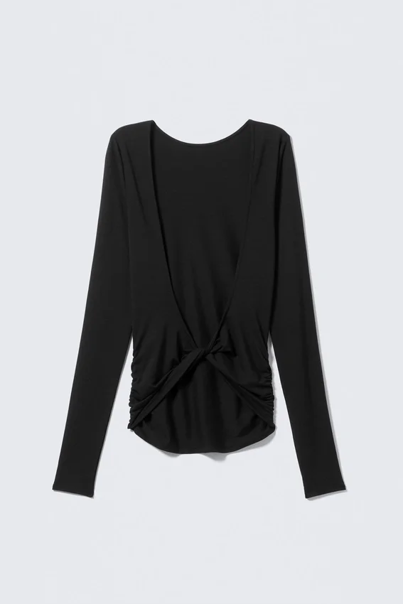 Top de manga larga con espalda abierta – Negro Top de manga larga con espalda abierta – Negro