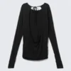 Top de manga larga con espalda abierta – Negro Top de manga larga con espalda abierta – Negro