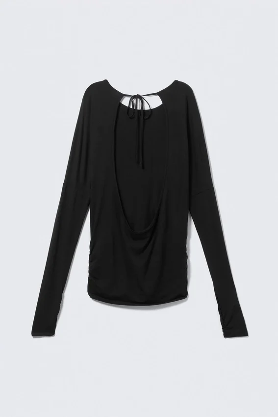Top de manga larga con espalda abierta – Negro Top de manga larga con espalda abierta – Negro