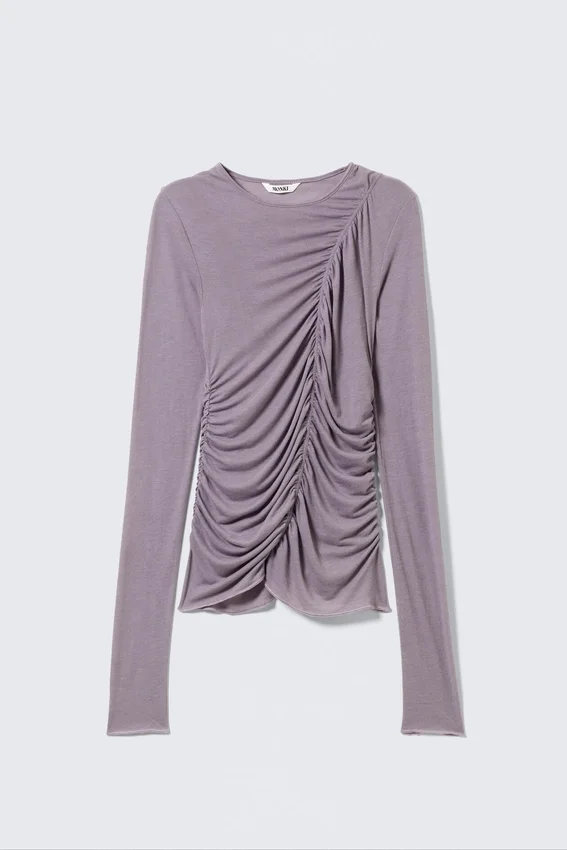 Top de manga larga con fruncidos – Lila Top de manga larga con fruncidos – Lila