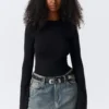 Top de manga larga de algodón – Negro Top de manga larga de algodón – Negro