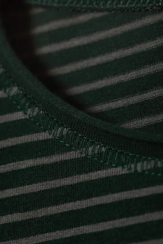 Top de manga larga de algodón – Rayas verde oscuro Top de manga larga de algodón – Rayas verde oscuro