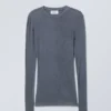 Top de manga larga suave y transparente – Azul empolvado Top de manga larga suave y transparente – Azul empolvado