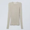 Top de manga larga suave y transparente – Gris claro