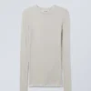 Top de manga larga suave y transparente – Gris claro Top de manga larga suave y transparente – Gris claro