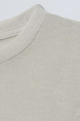 Top de manga larga suave y transparente – Gris claro
