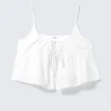 Top de pijama de popelín de algodón con lazo delantero – Blanco Top de pijama de popelín de algodón con lazo delantero – Blanco