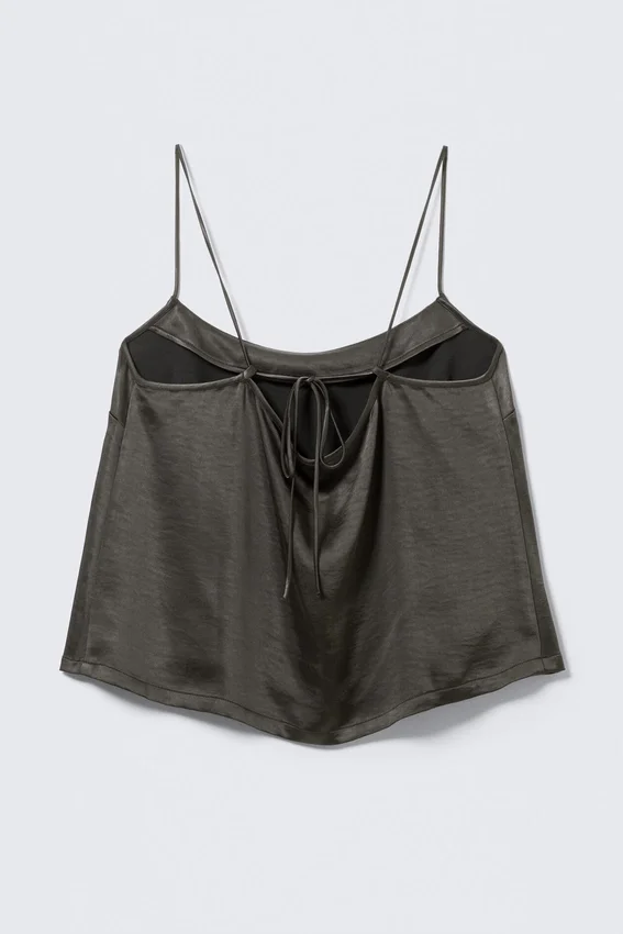 Top de pijama de satén lavado – Gris oscuro lavado Top de pijama de satén lavado – Gris oscuro lavado