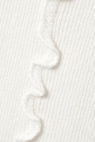 Top de punto acanalado con volantes – Blanco
