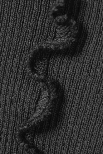 Top de punto acanalado con volantes – Gris oscuro