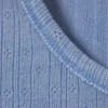 Top de punto calado de manga corta y tejido suave – Azul empolvado Top de punto calado de manga corta y tejido suave – Azul empolvado