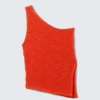 Top de punto con un solo hombro – Rojo brillante Top de punto con un solo hombro – Rojo brillante