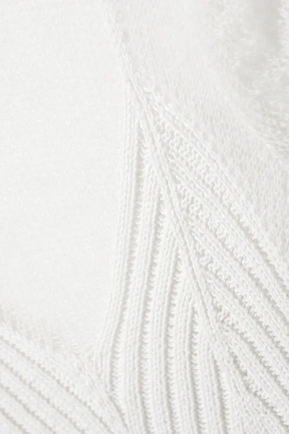 Top de punto de manga corta con efecto de capas – Blanco Top de punto de manga corta con efecto de capas – Blanco
