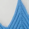 Top de punto de manga corta con efecto de capas – Blanco y azul Top de punto de manga corta con efecto de capas – Blanco y azul
