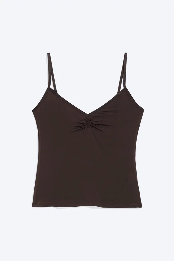 Top de tirantes con cuello en V – Marrón oscuro Top de tirantes con cuello en V – Marrón oscuro