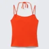 Top de tirantes con cuello halter y corte ajustado – Naranja brillante Top de tirantes con cuello halter y corte ajustado – Naranja brillante