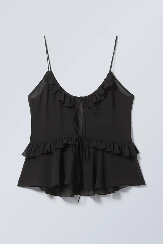 Top de tirantes con volantes – Negro Top de tirantes con volantes – Negro