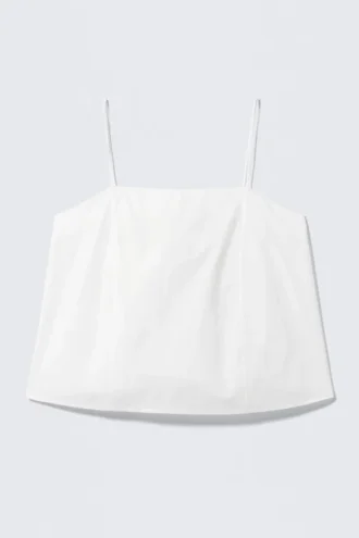 Top de tirantes de popelín con cordón – Blanco