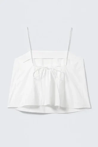 Top de tirantes de popelín con cordón – Blanco